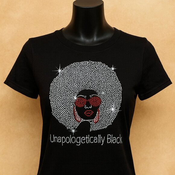 Unapologetically Black Rhinestone T-Shirt - Picture 1 of 1